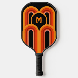Retro 70er Streifen Personalisiert Pickleball Schläger