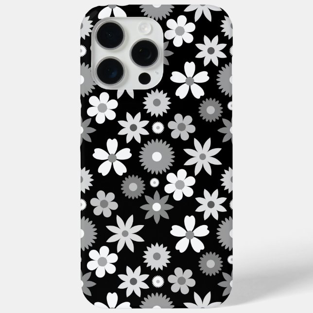 Retro 70er Style Blume Monochrome Muster Case-Mate iPhone Hülle (Rückseite)