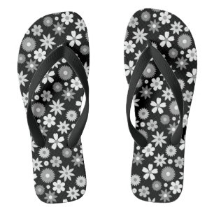Retro 70er Style Blume Monochrome Rpt Muster Flip Flops