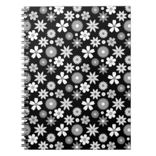 Retro 70er Style Blume Monochrome Rpt Muster Notizblock