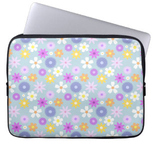 Retro 70er Style Blume Muster Pastellfarben Laptopschutzhülle