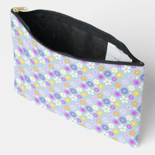 Retro 70er Style Blume Sml Muster Pastellfarben Zubehörtasche