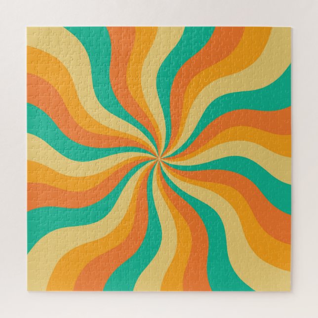 Retro 70er Sunburst farbenfroher Hintergrund (Vertikal)