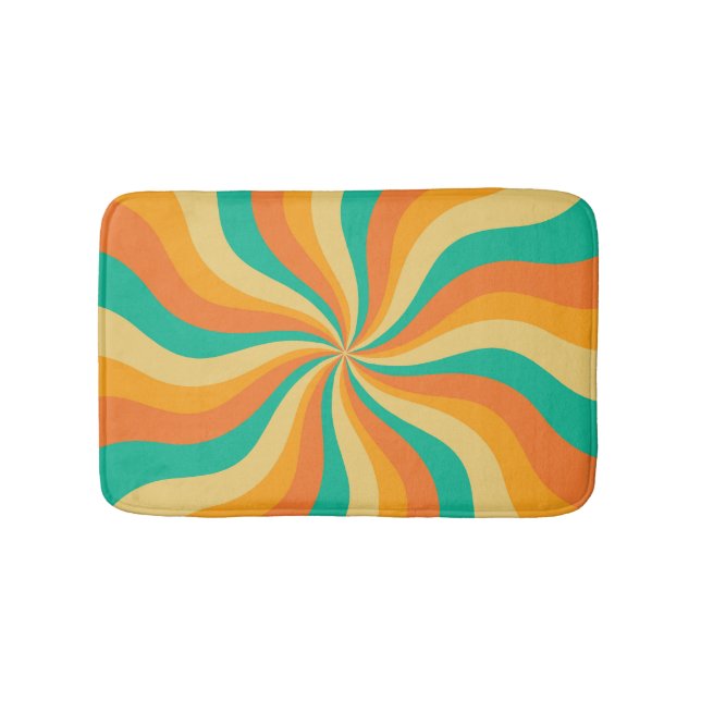 Retro 70er Sunburst farbenfroher Hintergrund Badematte (Vorderseite)