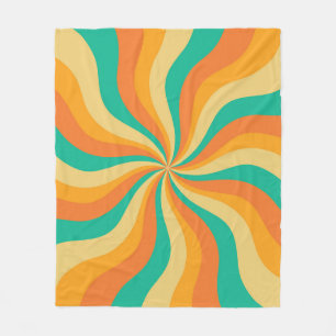 Retro 70er Sunburst farbenfroher Hintergrund Fleecedecke