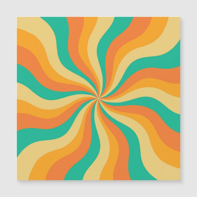 Retro 70er Sunburst farbenfroher Hintergrund Magnetkarte (Vorderseite)