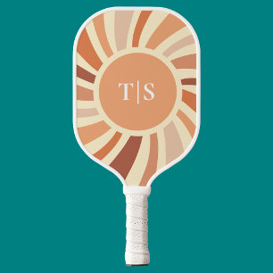 Retro 70er Sunburst Monogramm Pickleball Schläger