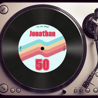 Retro 70er Thema 50. Geburtstag Musik Vinyl Record Einladung