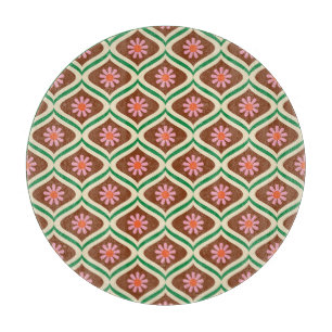 Retro 70er: Vintage-Blumenmuster Schneidebrett