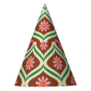 Retro-70er: Vintages Blumenmuster Partyhütchen