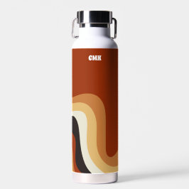 Retro 70er Wavy Burnt Orange Personalisiert Hippie Trinkflasche