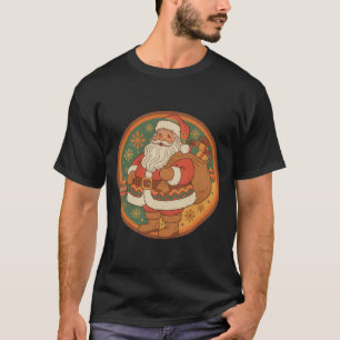 Retro 70er Weihnachtsmann Warme Töne T-Shirt