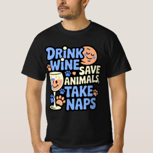 Retro 70er Wein-Tierliebhaber-Design T-Shirt