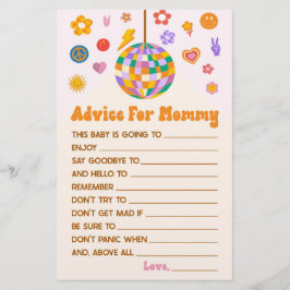 Retro 70's Disco Advice Baby Shower Game Aktivität Briefpapier