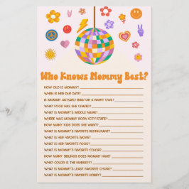 Retro 70's Disco, die Mommy Baby Shower Game kennt Briefpapier
