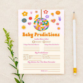 Retro 70's Groovy Baby Shower Vorhersagung Aktivit Briefpapier