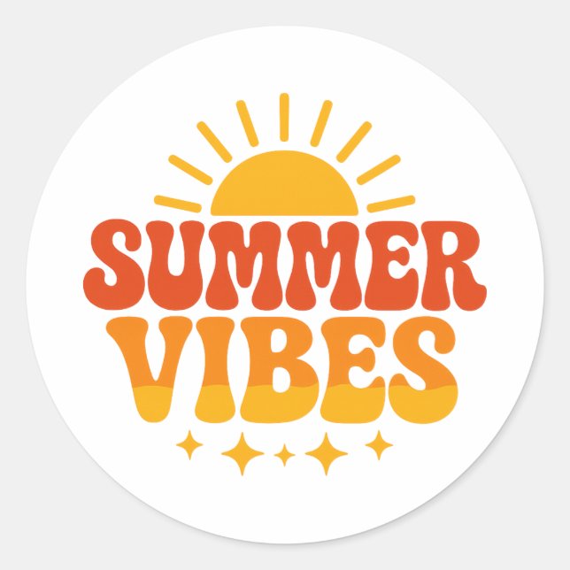 Retro 70s Groovy Summer Vibes Sunshine Runder Aufkleber (Vorderseite)