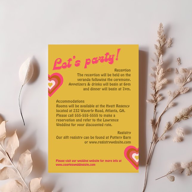 Retro 70's Hellgelb, orange, rosa Hochzeit RSVP Karte (Von Creator hochgeladen)