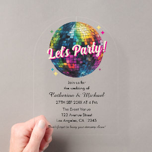 Retro 70's Party Disco Ball Sparkle Acryleinladungen