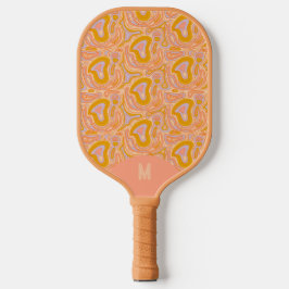 Retro 70's Pastel Peach Monogram Topography Pickleball Schläger