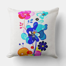 Retro 70s Psychedelic Abstract Fluid Floral Kissen