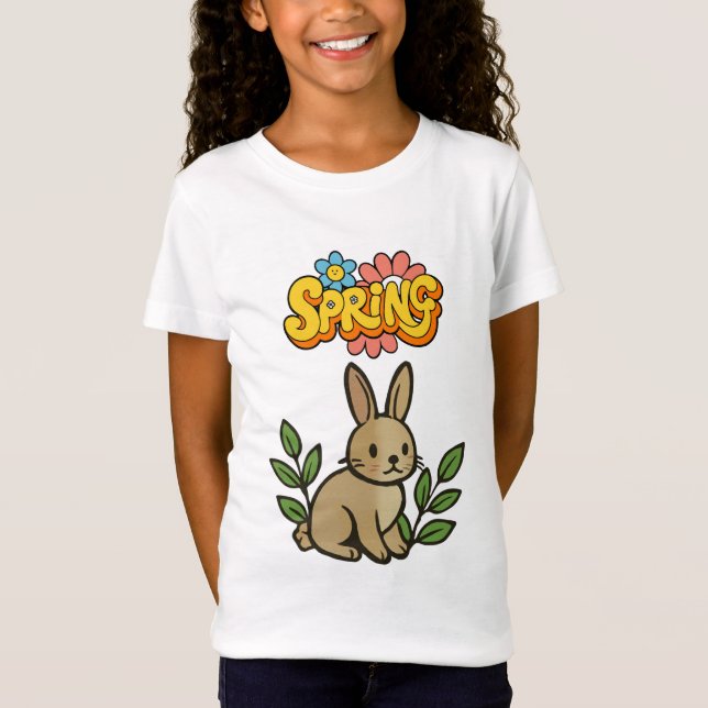 Retro 70s Spring Bunny Graphic Design T-Shirt (Vorderseite)