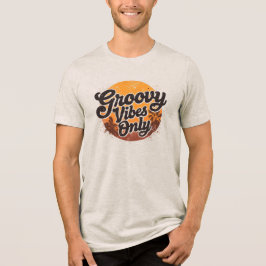 Retro 70s Sunset Palm Trees Groovy Vibes Only Tri-Blend Shirt