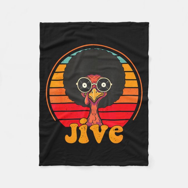Retro 70s Turkey Jive Afro Thanksgiving Family Men Fleecedecke (Vorderseite)