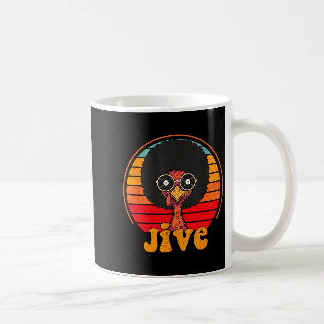 Retro 70s Turkey Jive Afro Thanksgiving Family Men Kaffeetasse (Rechts)