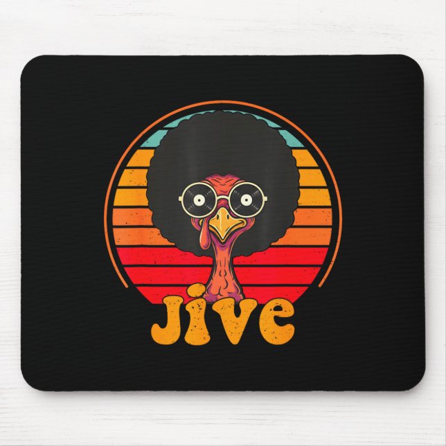 Retro 70s Turkey Jive Afro Thanksgiving Family Men Mousepad (Vorne)