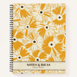 Retro 70s Wildflower & Polka Dot Personalized Gold Notizbuch
