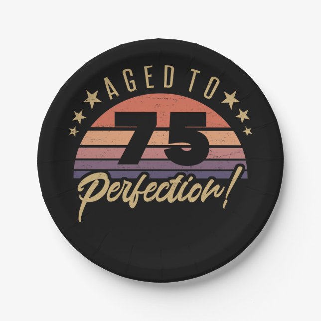 Retro 75. Geburtstag Spaß Pappteller (Vorderseite)