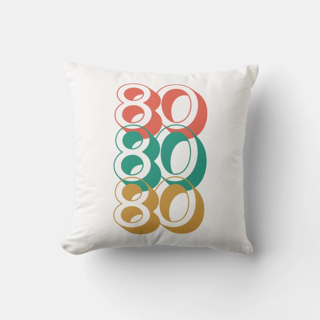 Retro 80 1980 Throw Kissen farbig (Vorderseite)