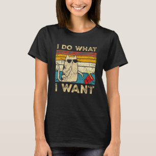 Retro 80er 90er Cat I Do What I Woll Cat T-Shirt
