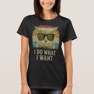 Retro 80er 90er Cat I Do What I Woll Cat T-Shirt