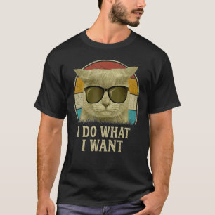 Retro 80er 90er Cat I Do What I Woll Cat T-Shirt