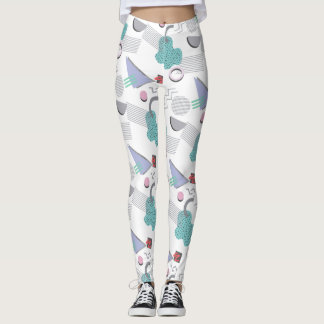 Retro 80er 90s Geometric Print Womens Leggings