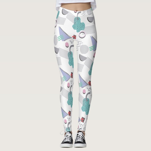 Retro 80er 90s Geometric Print Womens Leggings (Vorderseite)
