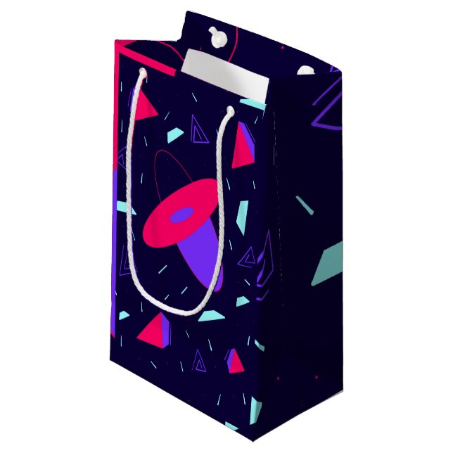 Retro 80er/90s-Geschenktasche Kleine Geschenktüte (Vorderseite Schrägansicht)