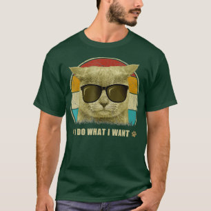 Retro 80er 90s Ich tue, was ich Katzenlustigen wol T-Shirt
