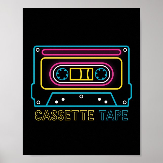 Retro 80er 90s Neon Cassette Tape Ghettobaster Poster (Vorne)