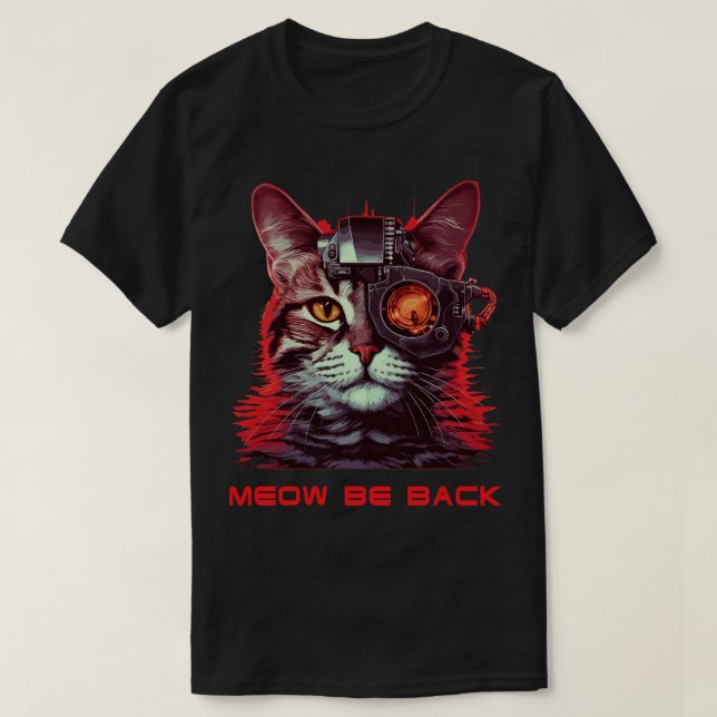 Retro 80er 90s Robot Cat T-Shirt (Design vorne)