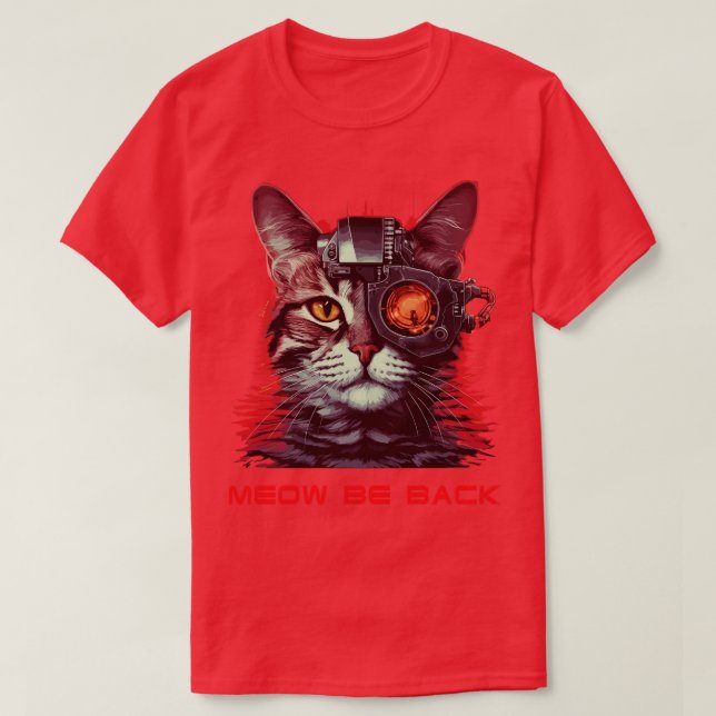 Retro 80er 90s Robot Cat T-Shirt (Design vorne)