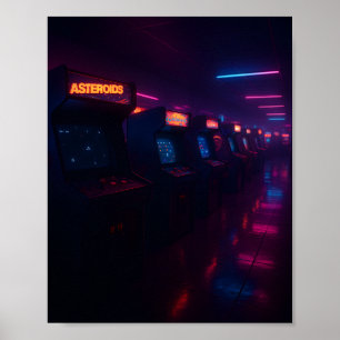 Retro-80er-Arcade-Gaming-Ästhetik Neonlichter Poster