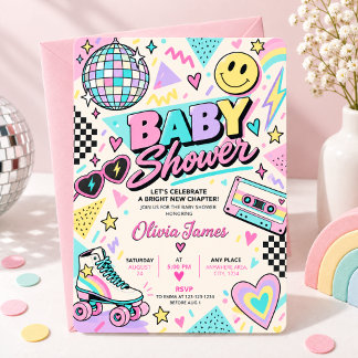 Retro 80er Baby-Party Einladung