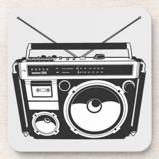 Retro 80er Boombox Gray Getränkeuntersetzer (Vorderseite)