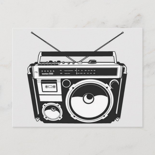 Retro 80er Boombox Gray Postkarte (Vorderseite)