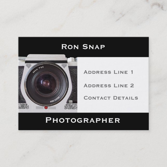 Retro 80er Camera Fotografen Business Card Visitenkarte (Vorderseite)