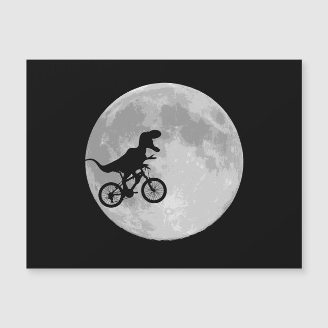 Retro 80er Dinosaur Fahrrad und Mond Magnetkarte (Vorderseite)