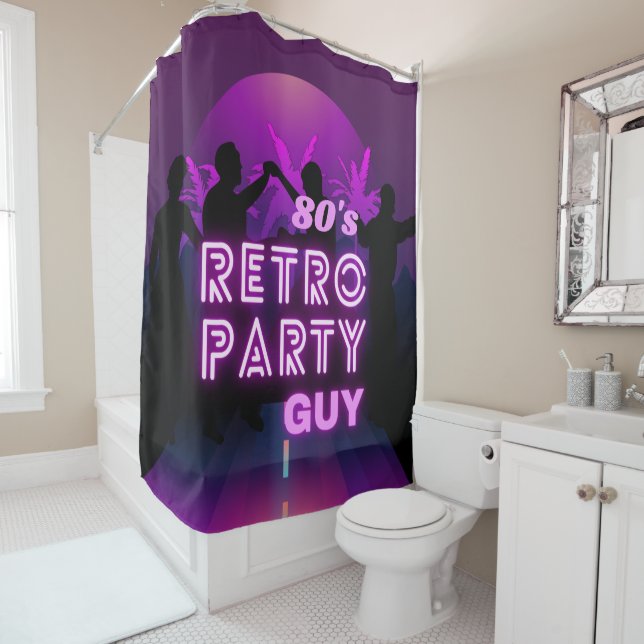 Retro 80er Disco Dance Party Neon Lila Funky Duschvorhang (Beispiel)